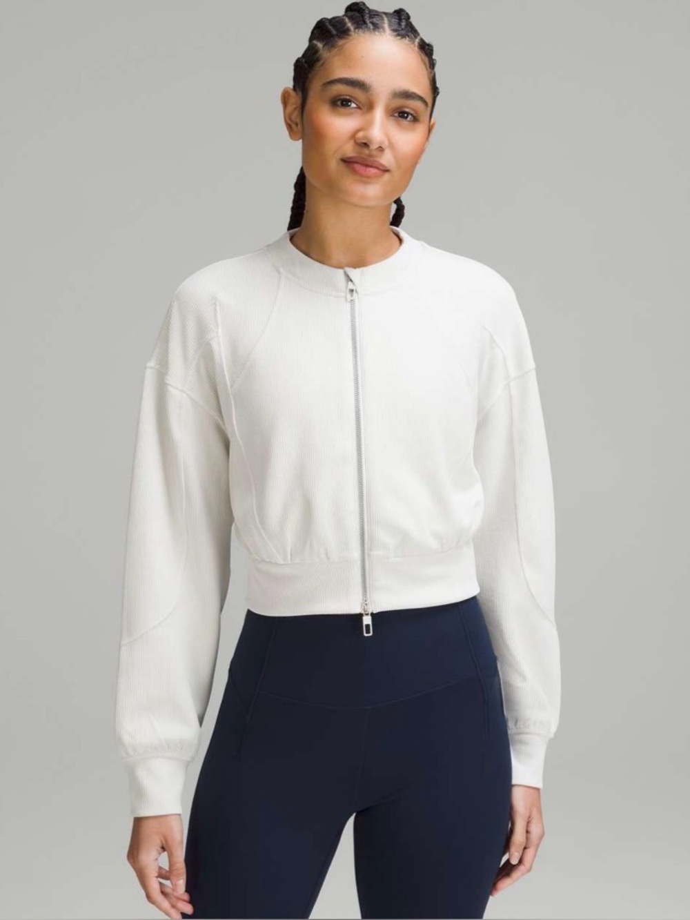 Lululemon Athletica Cropped White Zip-Front Jacket - Women